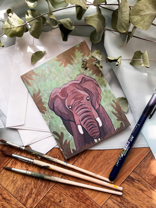 african elephant blank note card flat lay