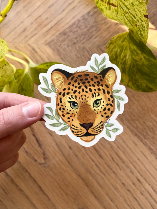Happy Leopard Vinyl Sticker