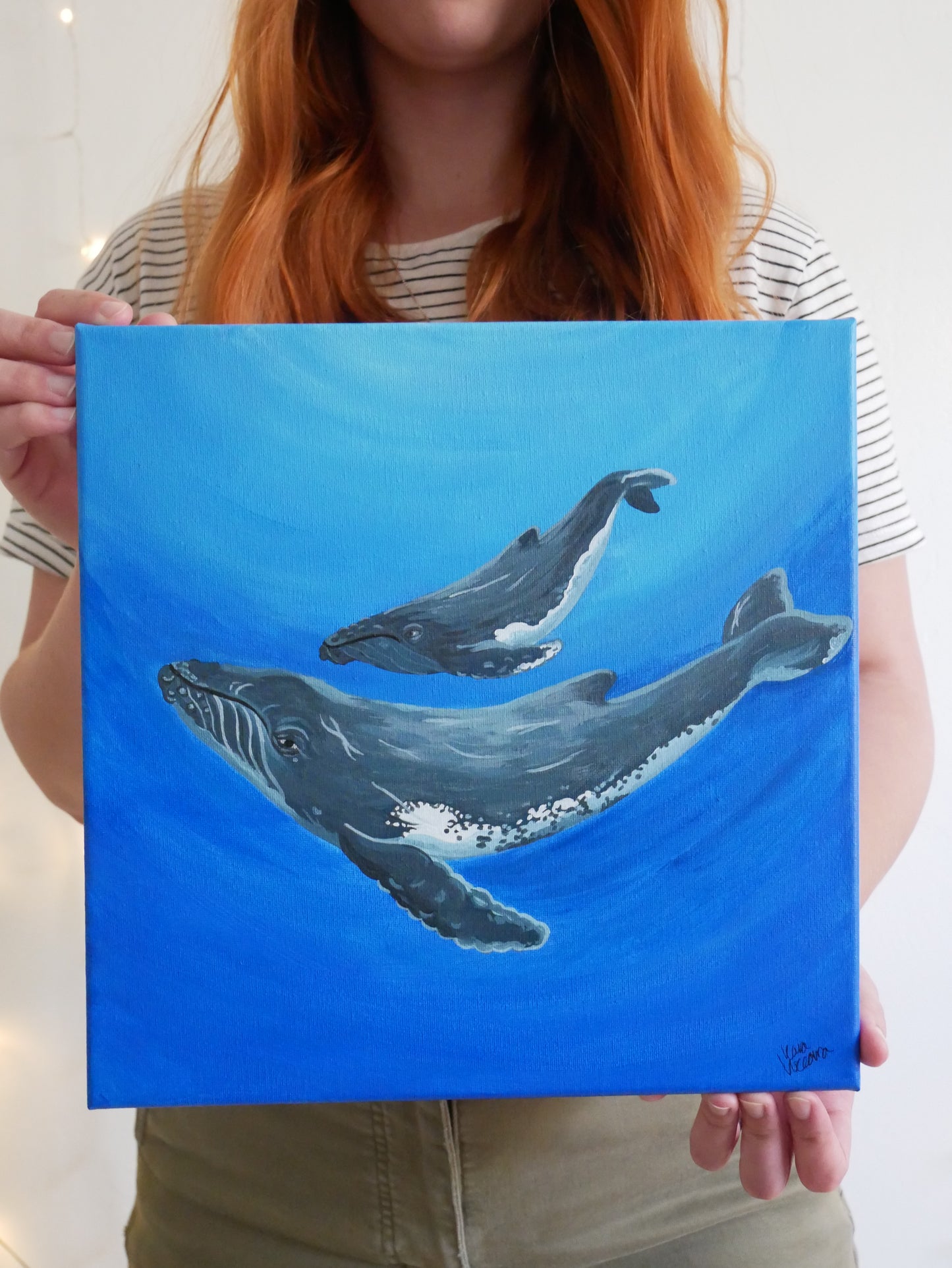 "Cetacean Love" Original Acrylic Painting on Canvas